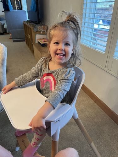 Customer photo review of Modern Baby High Chair + Convertible Toddler Chair