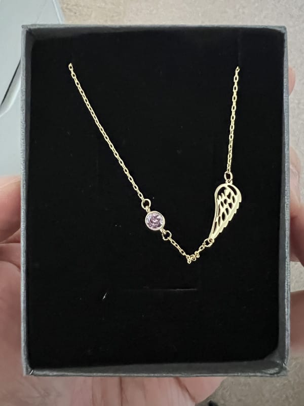 Customer photo review of Angel Wing Bracelet with Birthstone