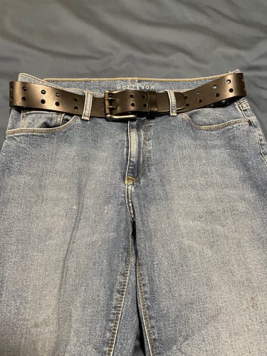 Customer photo review of Black Double Hole Full Grain Leather Belt