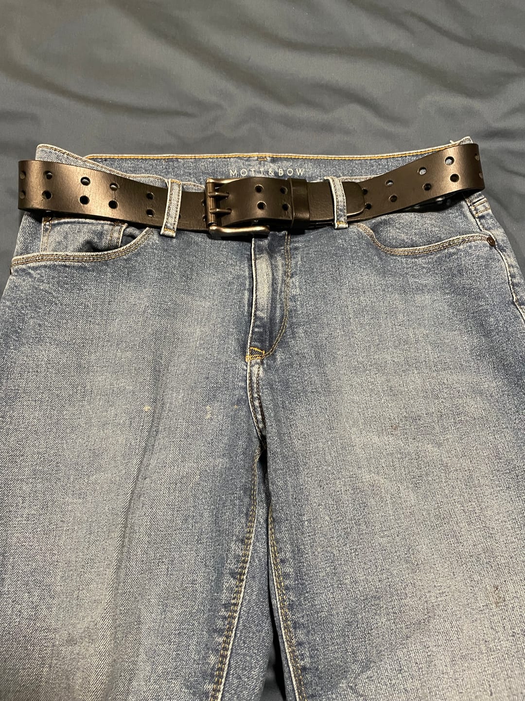 Customer photo review of Black Double Hole Full Grain Leather Belt