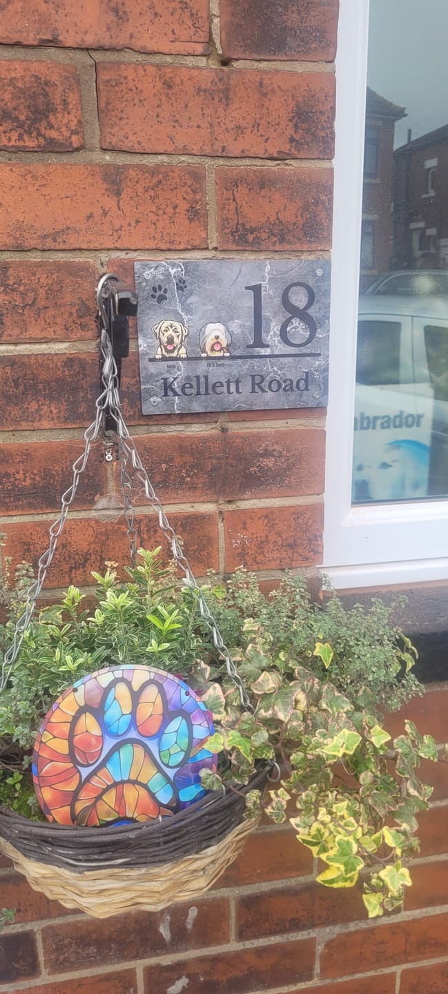 Customer photo review of House number marble look - Personalised Door Sign