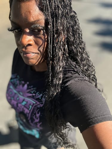 Customer photo review of Bohemian Knotless Braided Wig, Swiss Full Lace, Black Color, Waist Length - READY TO SHIP
