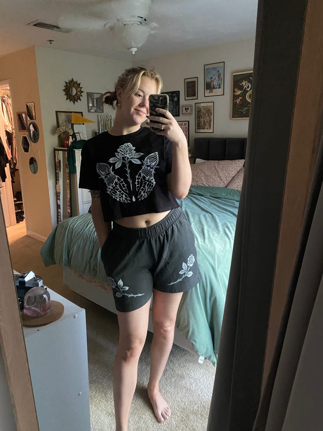 Customer photo review of Rose Relaxed Faded Track Shorts
