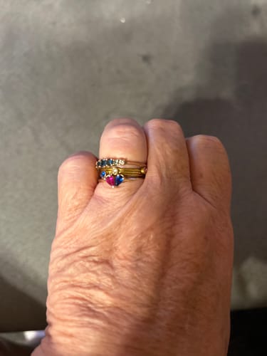 Customer photo review of Custom Heart Personalised Birthstone Ring -  Birthday Gift for Her, Stackable Ring, Bridesmaid Gift