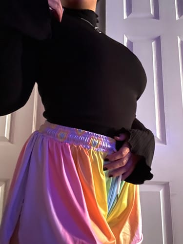 Customer photo review of Allegra Dark Textured Flare Sleeve Knit Top