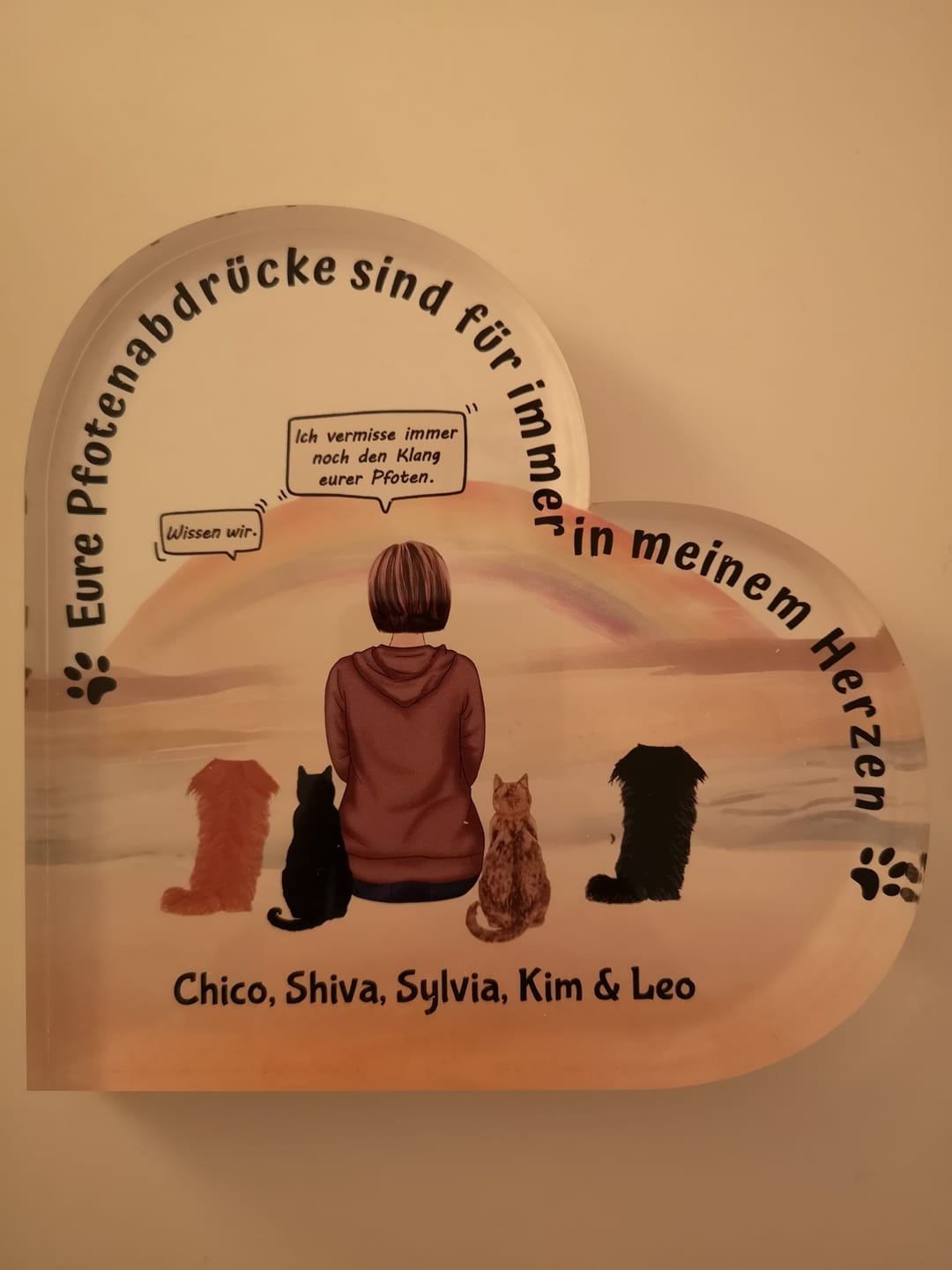 Customer photo review of Pfotenabdrücke im Herzen - Individuelles Glasherz