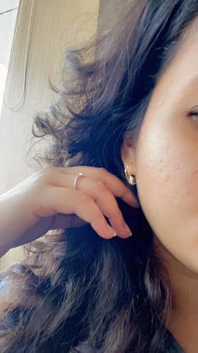 Customer photo review of Golden Tracks Hoop Earrings