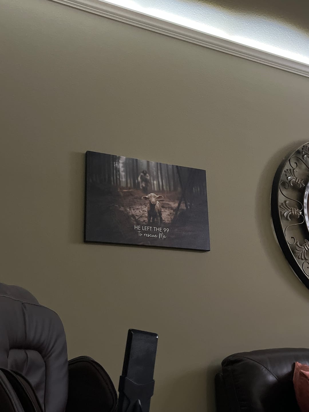 Customer photo review of He Left the 99 to Rescue Me, Jesus and Lost Sheep, Wall Art Canvas