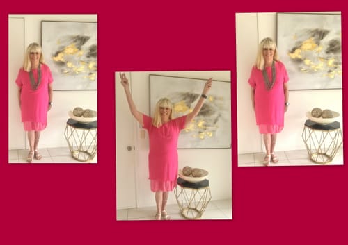 Customer photo review of Londa Silk Dress in Raspberry Sorbet