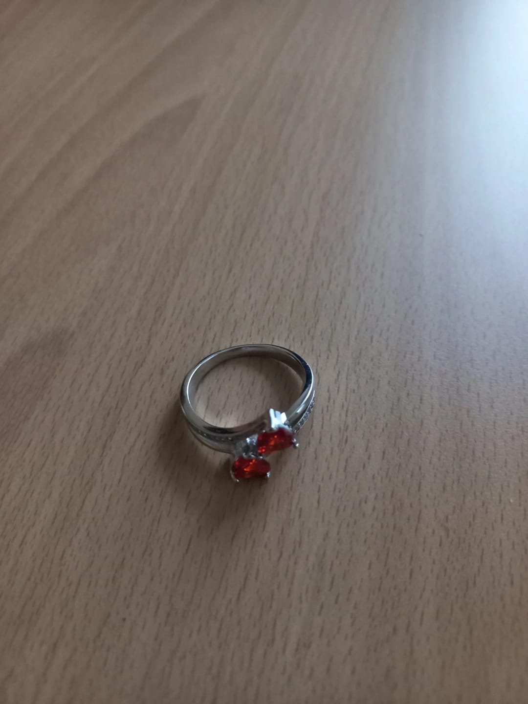Customer photo review of Silver-Plated Ring Double Heart-Shaped Cubic Zirconia — Silver | KIMLUD