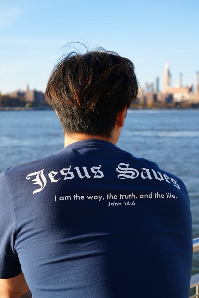 Customer photo review of Jesus Saves Performance Tee