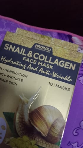 Customer photo review of Haokali HA3031 Snail & Collagen Face Mask 10 PCS 30ml
