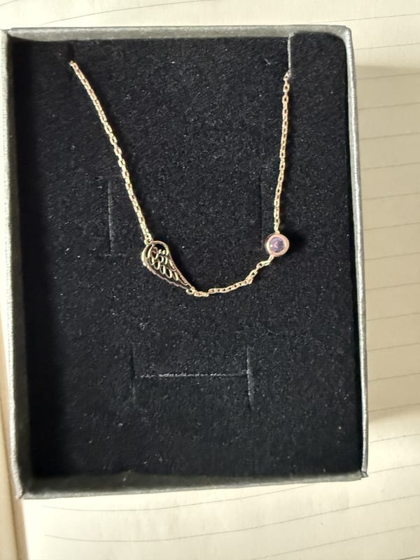 Customer photo review of Angel Wing Bracelet with Birthstone