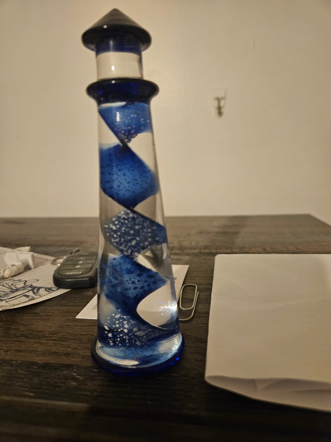 Customer photo review of Memorial Glass Lighthouse with Cremation Ashes