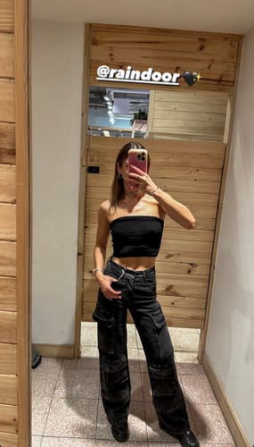 Customer photo review of Pants Cargo Bolsillos Negro