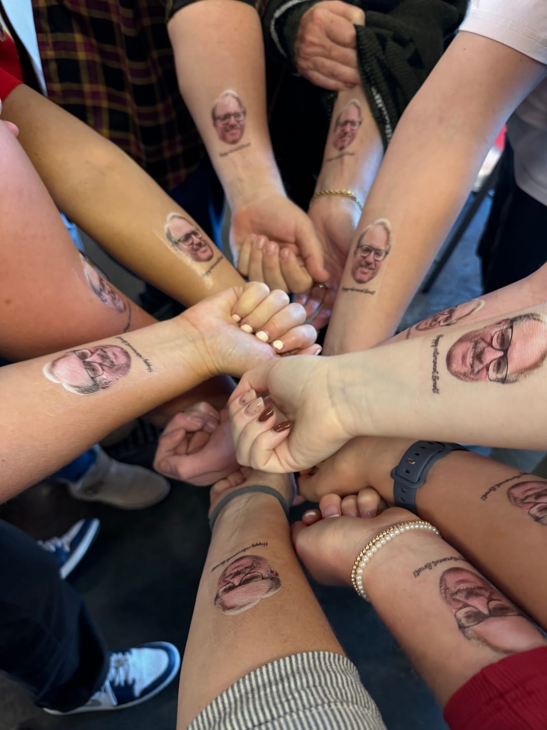 Customer photo review of Face Cut-Out Photo with Text Temporary Tattoo