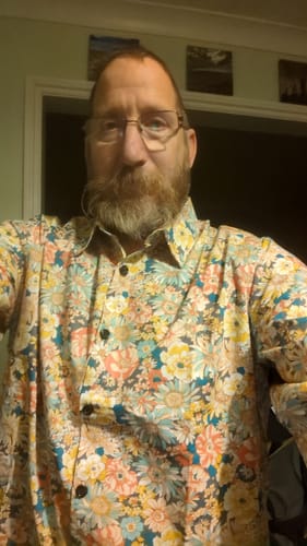 Customer photo review of Men's Grey Cotton Floral Print Long Sleeve Shirt