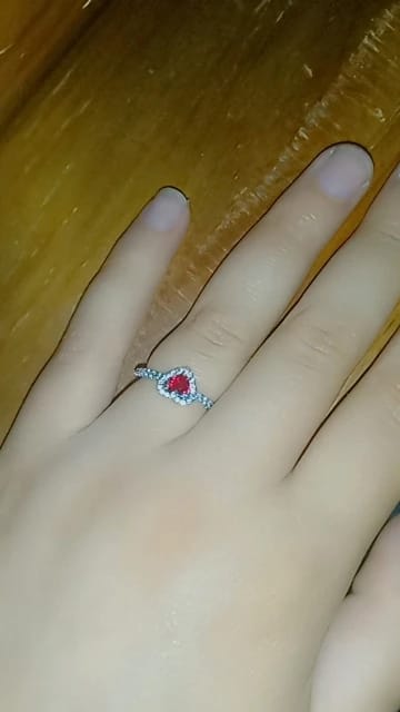 Customer photo review of Silver-Plated Ring Double Heart-Shaped Cubic Zirconia — Silver | KIMLUD