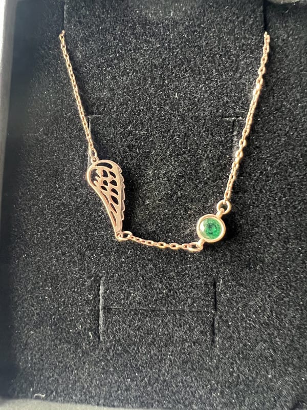 Customer photo review of Angel Wing Bracelet with Birthstone