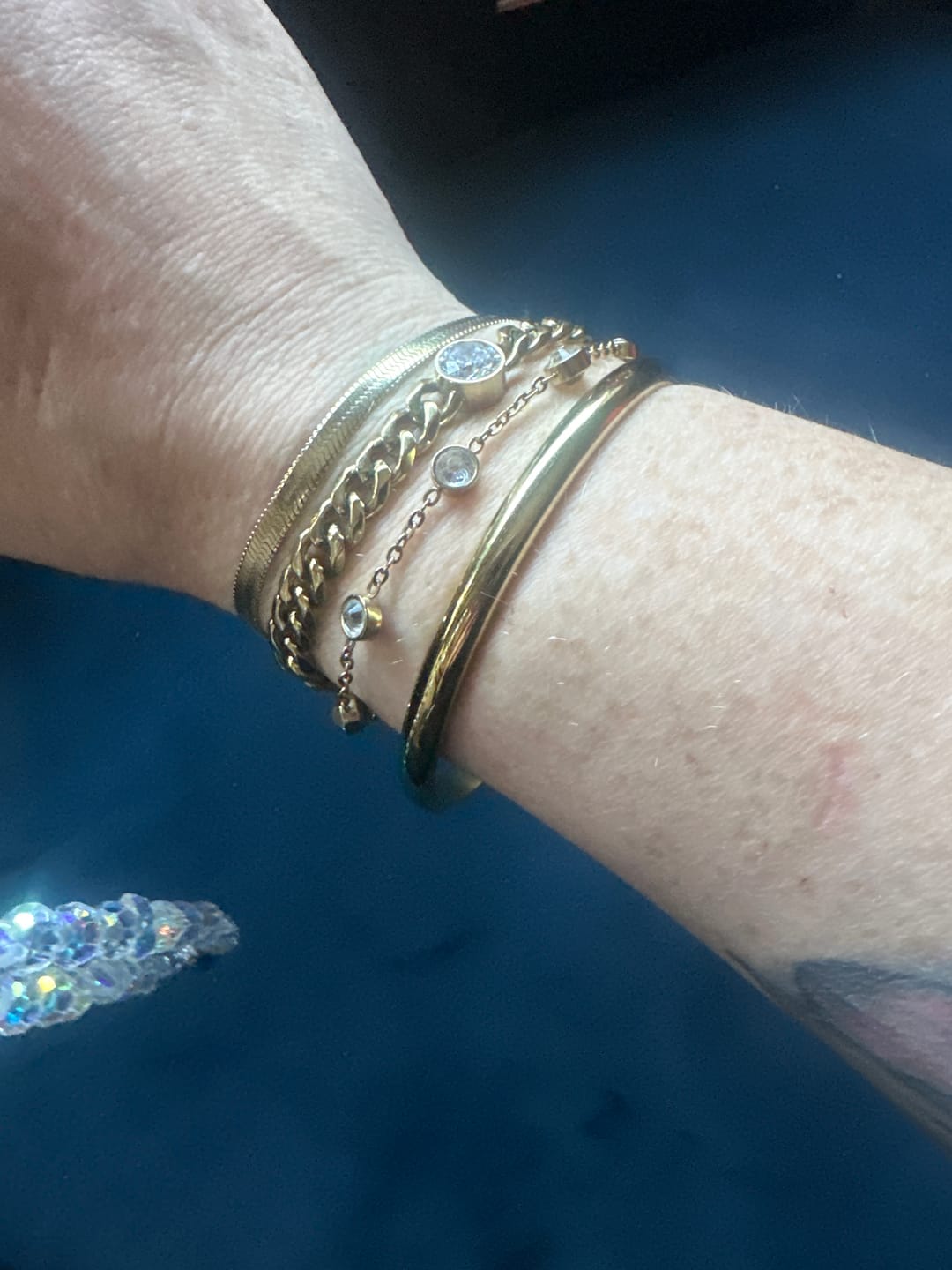 Customer photo review of Classic Chunky Gold Bangle