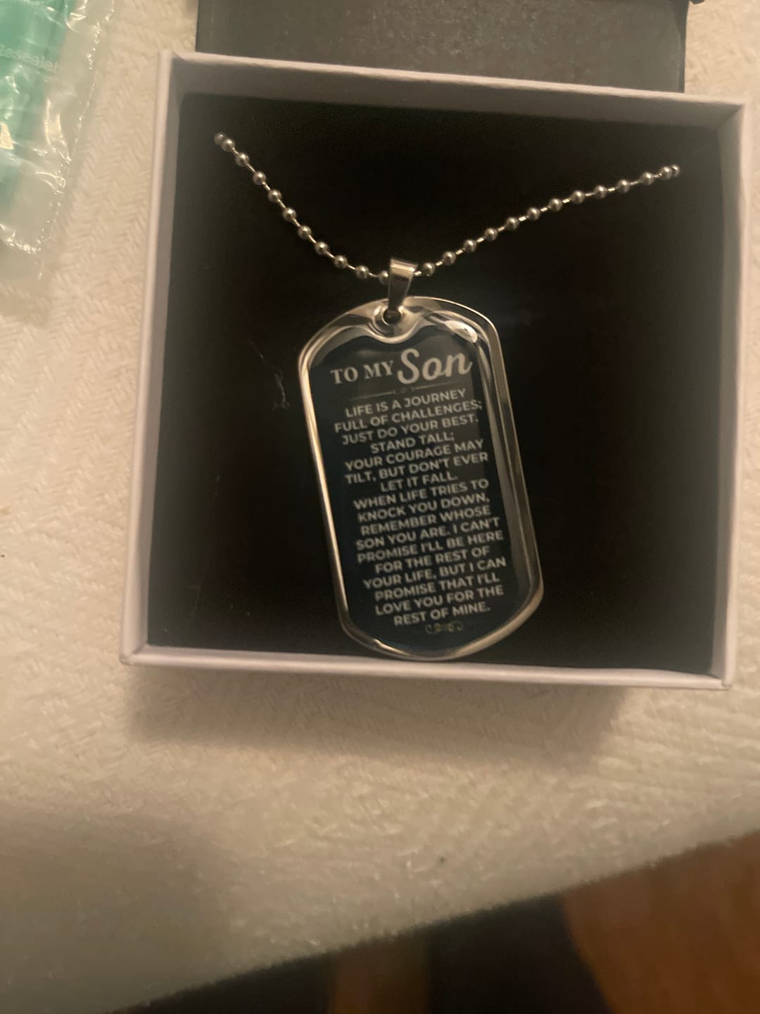 Customer photo review of To My Son - Love Tag - SS441-DT
