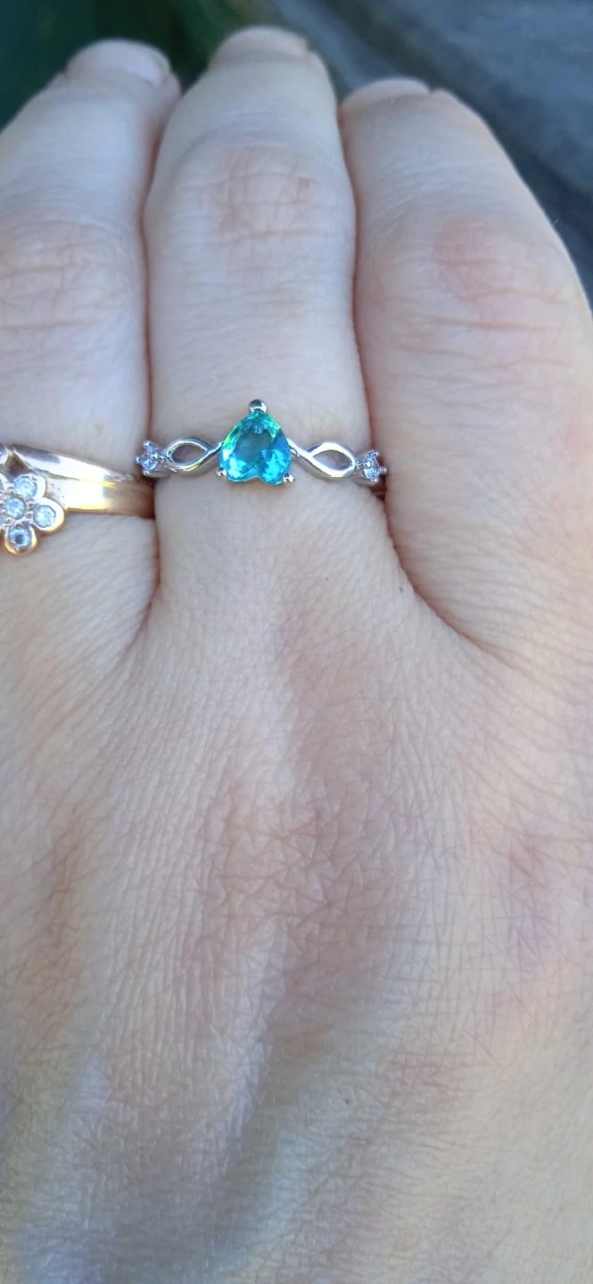 Customer photo review of Brass Heart-Shaped Ring Cubic Zirconia — Pink | KIMLUD