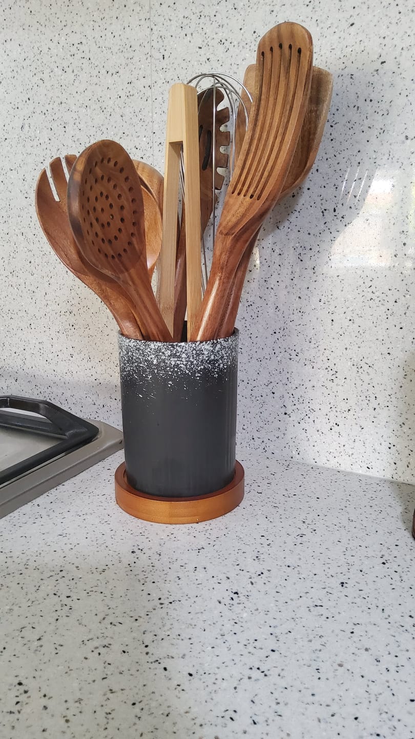Customer photo review of 10 Piece Teak Wooden Utensil Set