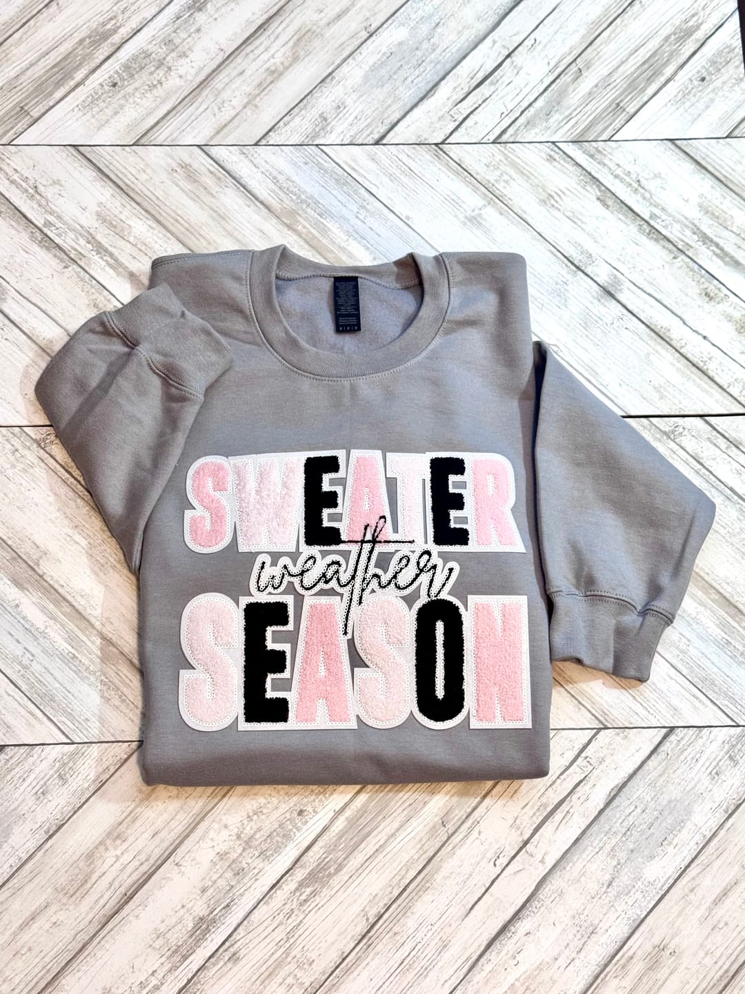 Customer photo review of Sweater Weather Season Chenille Patches (RTS)