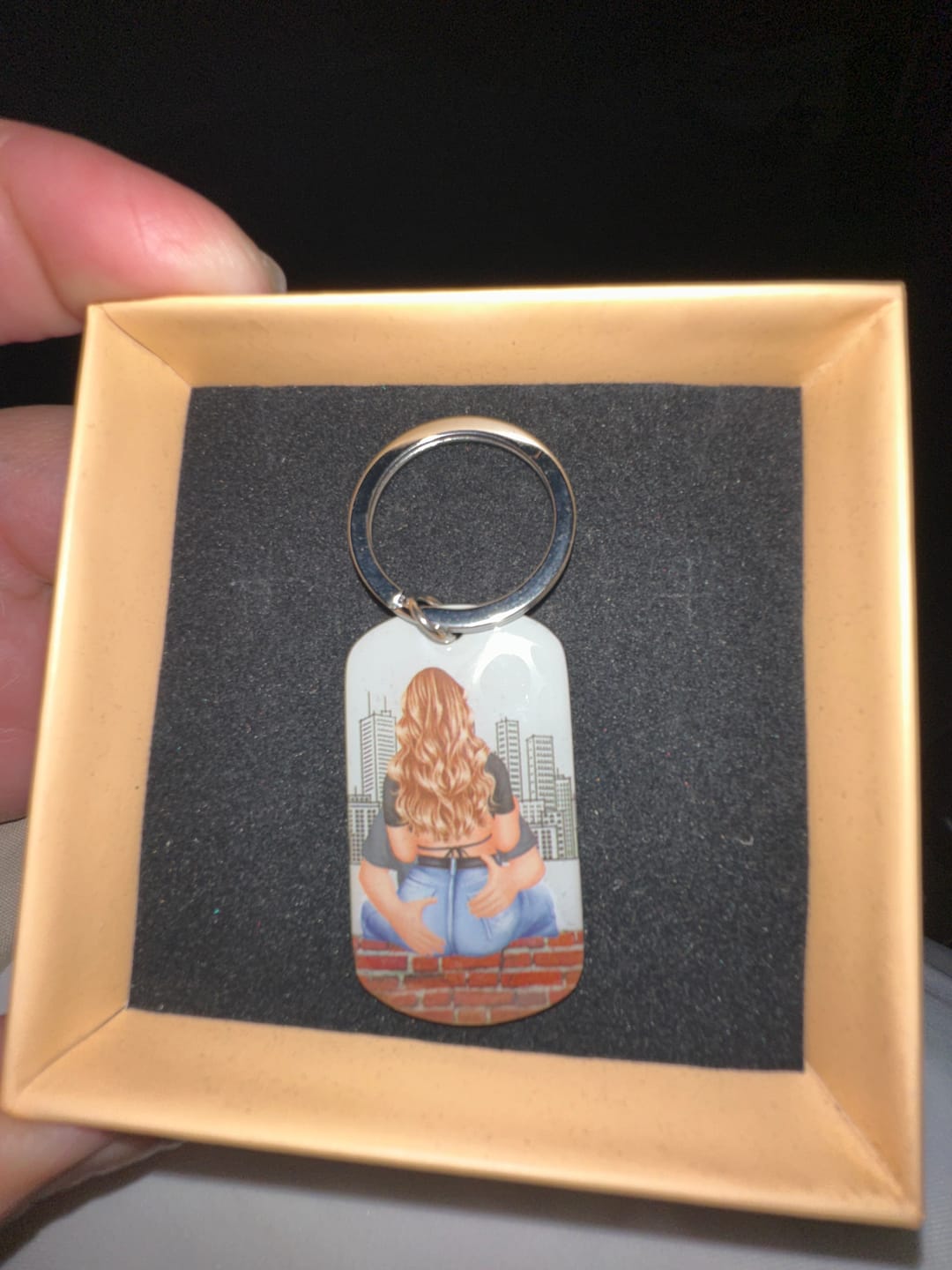 Customer photo review of Drive Safe - Personalized Engraved Stainless Steel Keychain