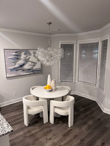 Customer photo review of Brass Cluster Ribbed Glass Globe Bubble Chandelier