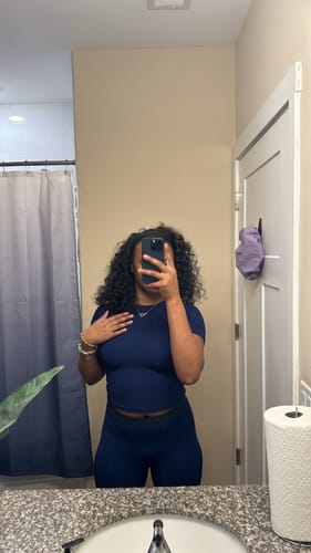 Customer photo review of Rib Lounge Leggings - Navy