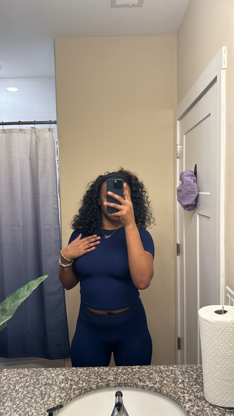 Customer photo review of Rib Lounge Leggings - Navy