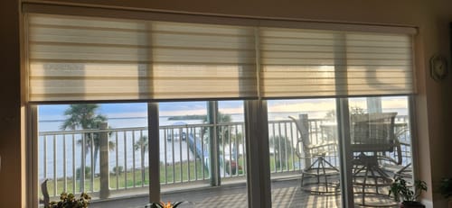 Customer photo review of SmartWings Motorized Zebra Shades 60% Blackout Translucent 75mm Eloise