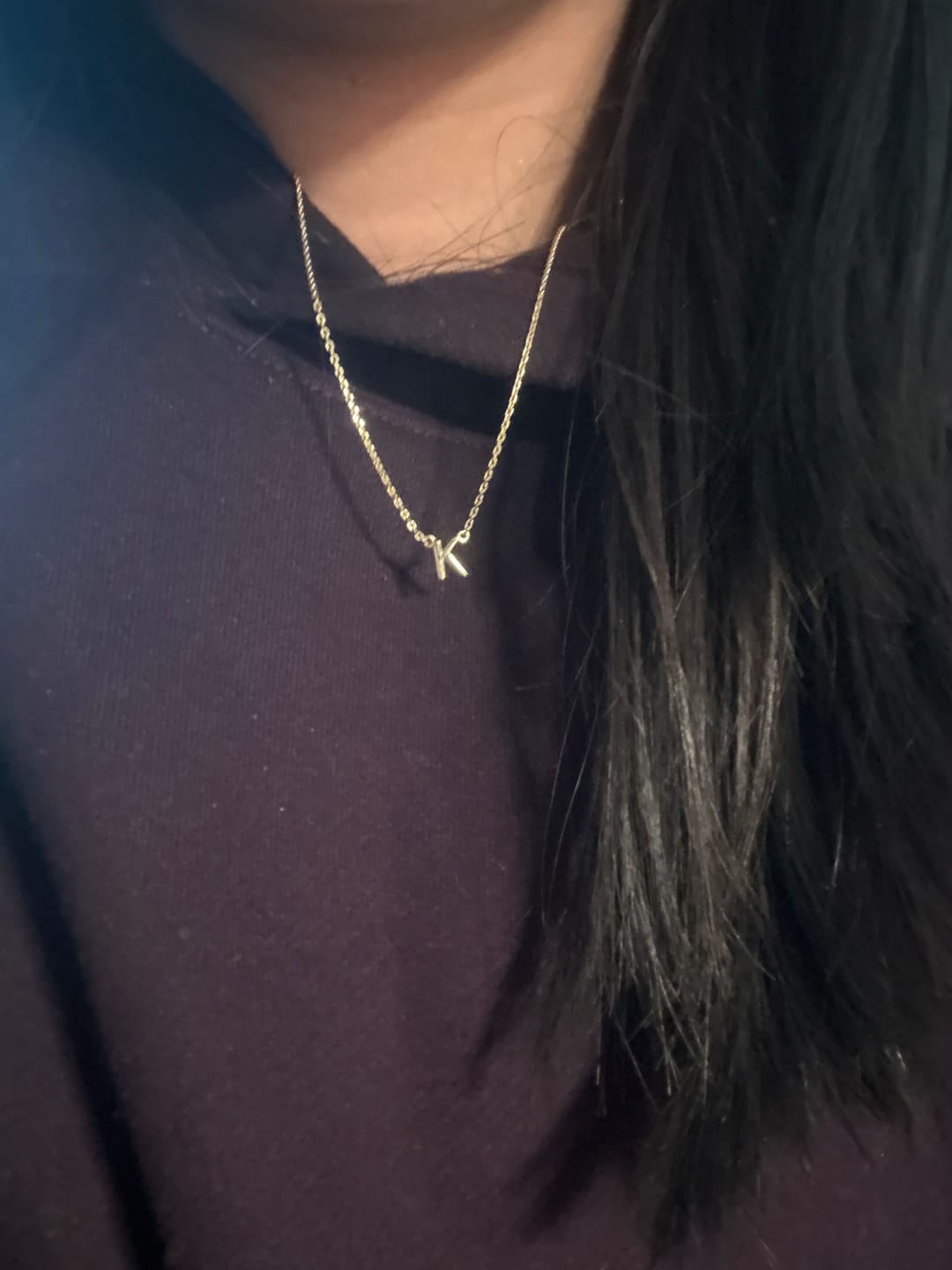 Customer photo review of The Original Single Initial Letter Necklace