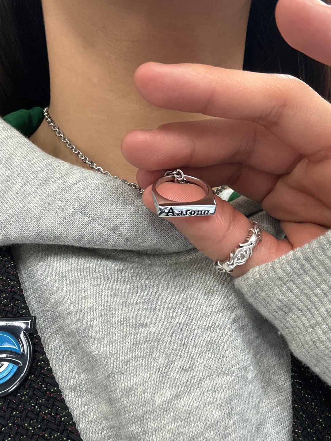 Customer photo review of Engraved Name Ring