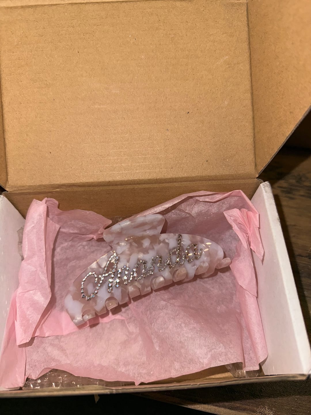 Customer photo review of custom hair claw clip