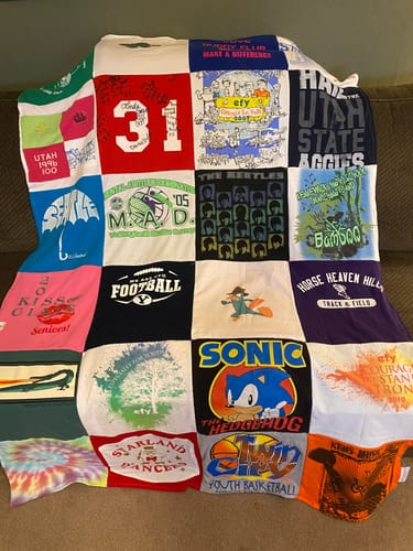 Customer photo review of Double Sided Classic T-shirt Blanket