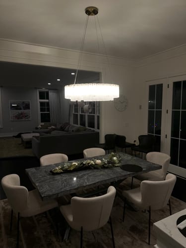 Customer photo review of JC Alabaster Modern Round Chandelier