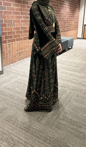 Customer photo review of Black/Olive Green A Cut Full Embroidered Thobe