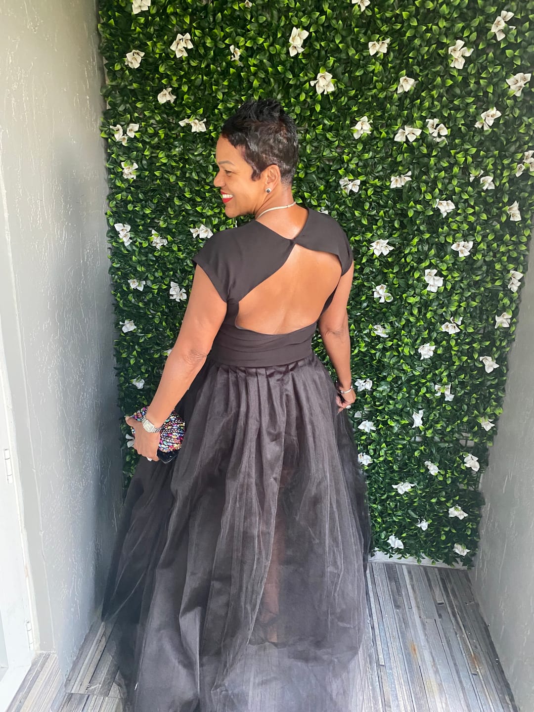 Customer photo review of 3-Piece Open-Back Top, High-Waisted Shorts and Tulle Skirt Co-Ord Set in Black
