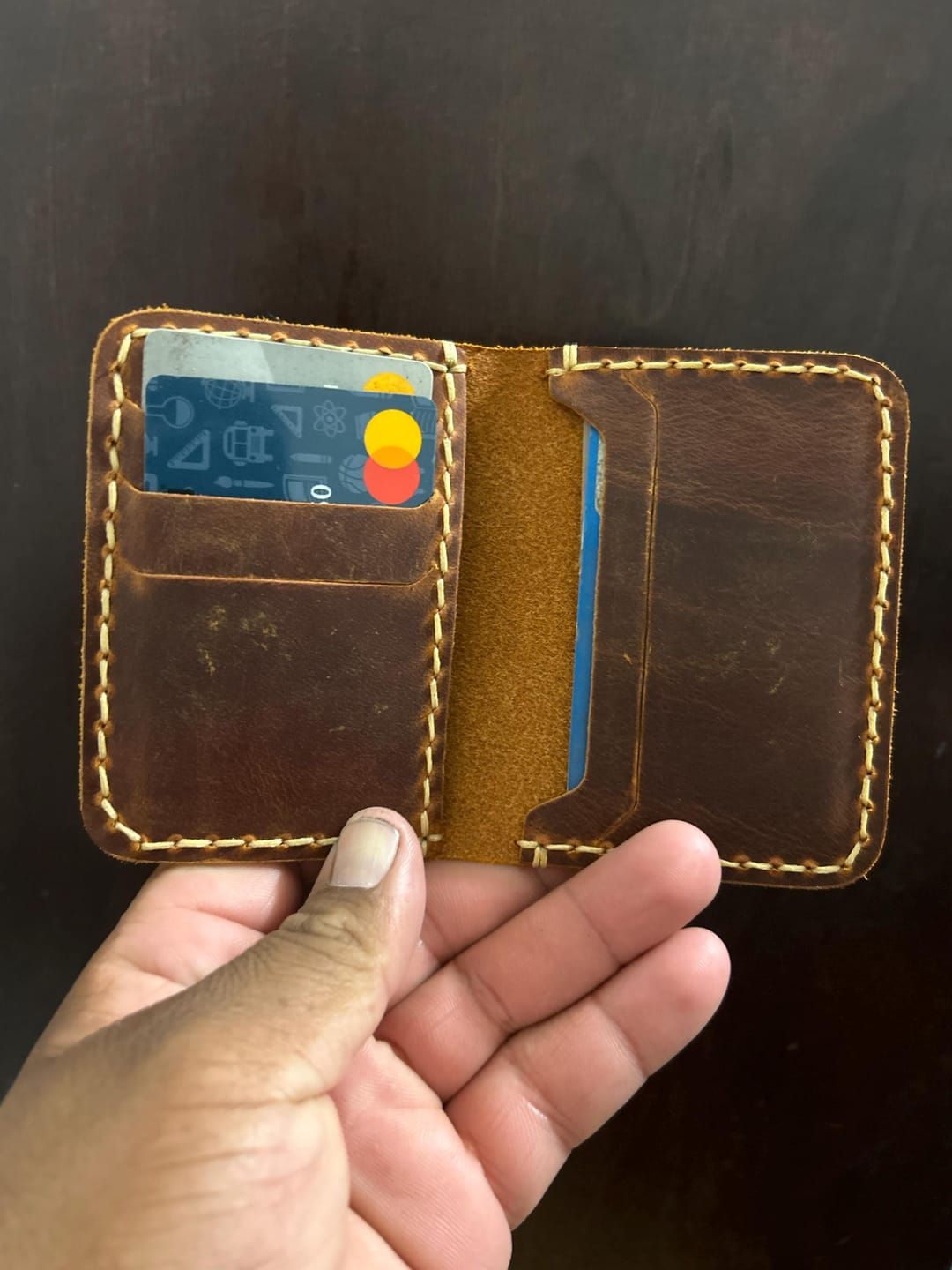Customer photo review of Personalised Minimalist Slim Leather Card Holder Wallet