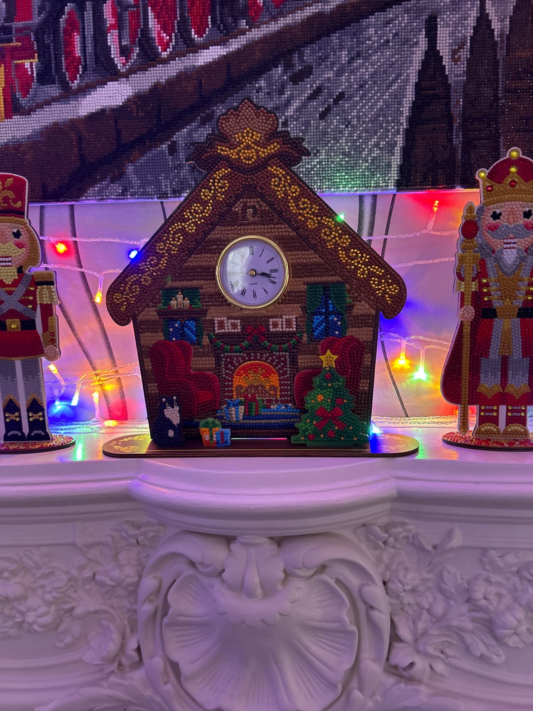 Customer photo review of "Cosy Cottage" 3D Crystal Art Clock Kit