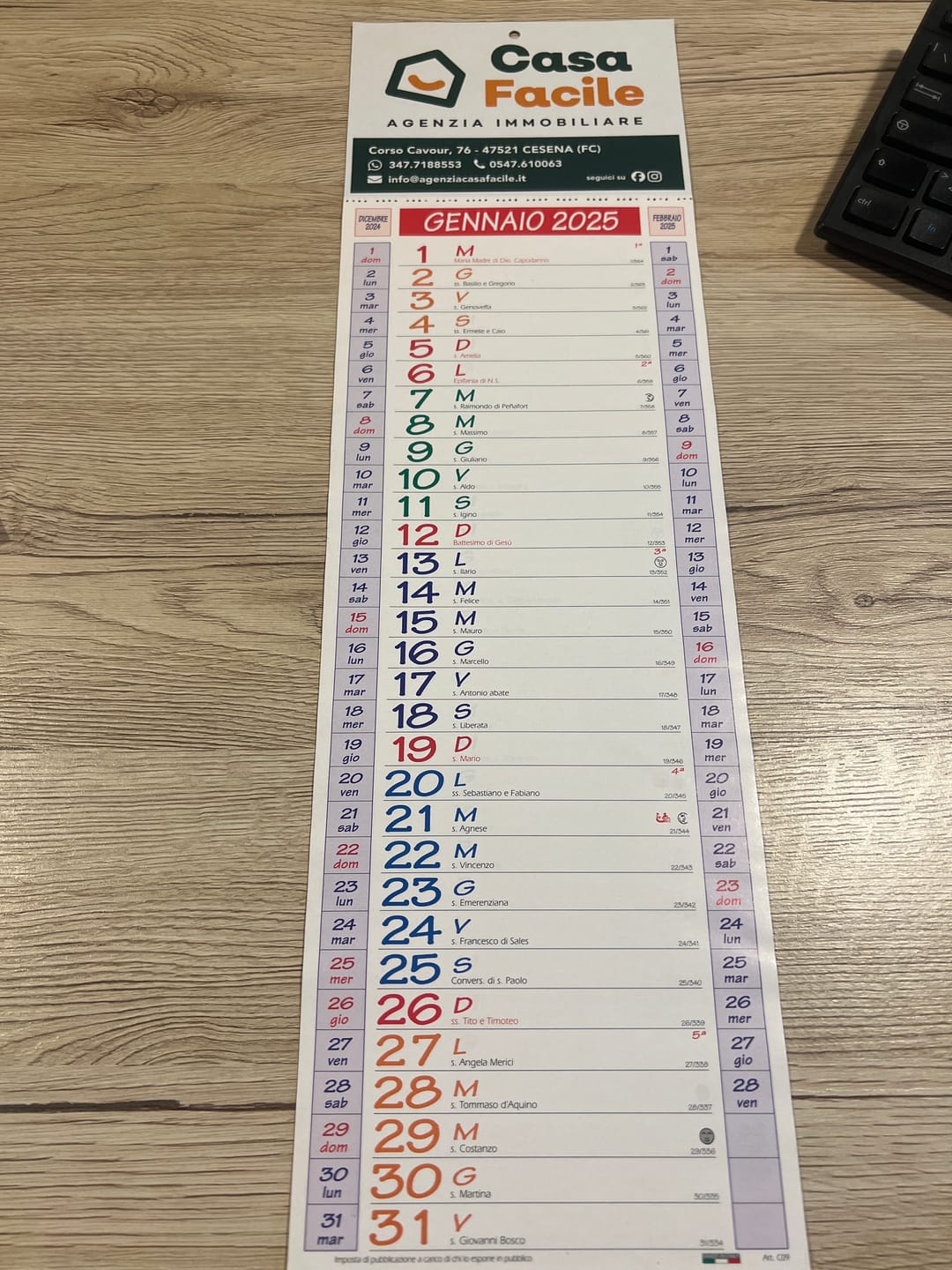 Customer photo review of Calendario Slim