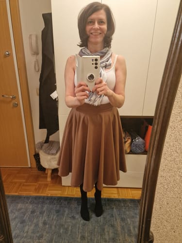 Customer photo review of High Waist Flared Wool Winter Skirt 3247