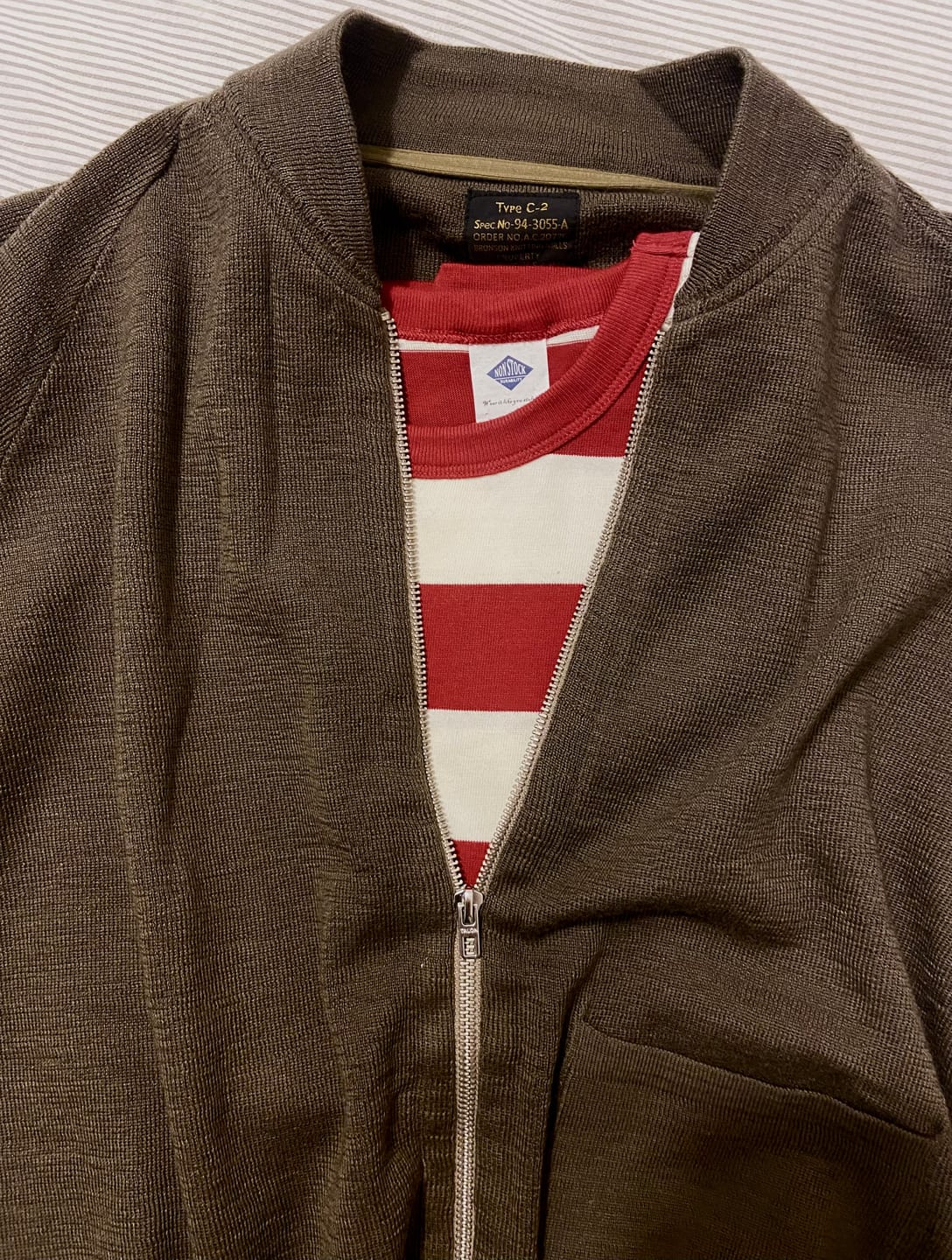 Customer photo review of Heavyweight Cotton Wide Striped T-Shirt - Red/Apricot