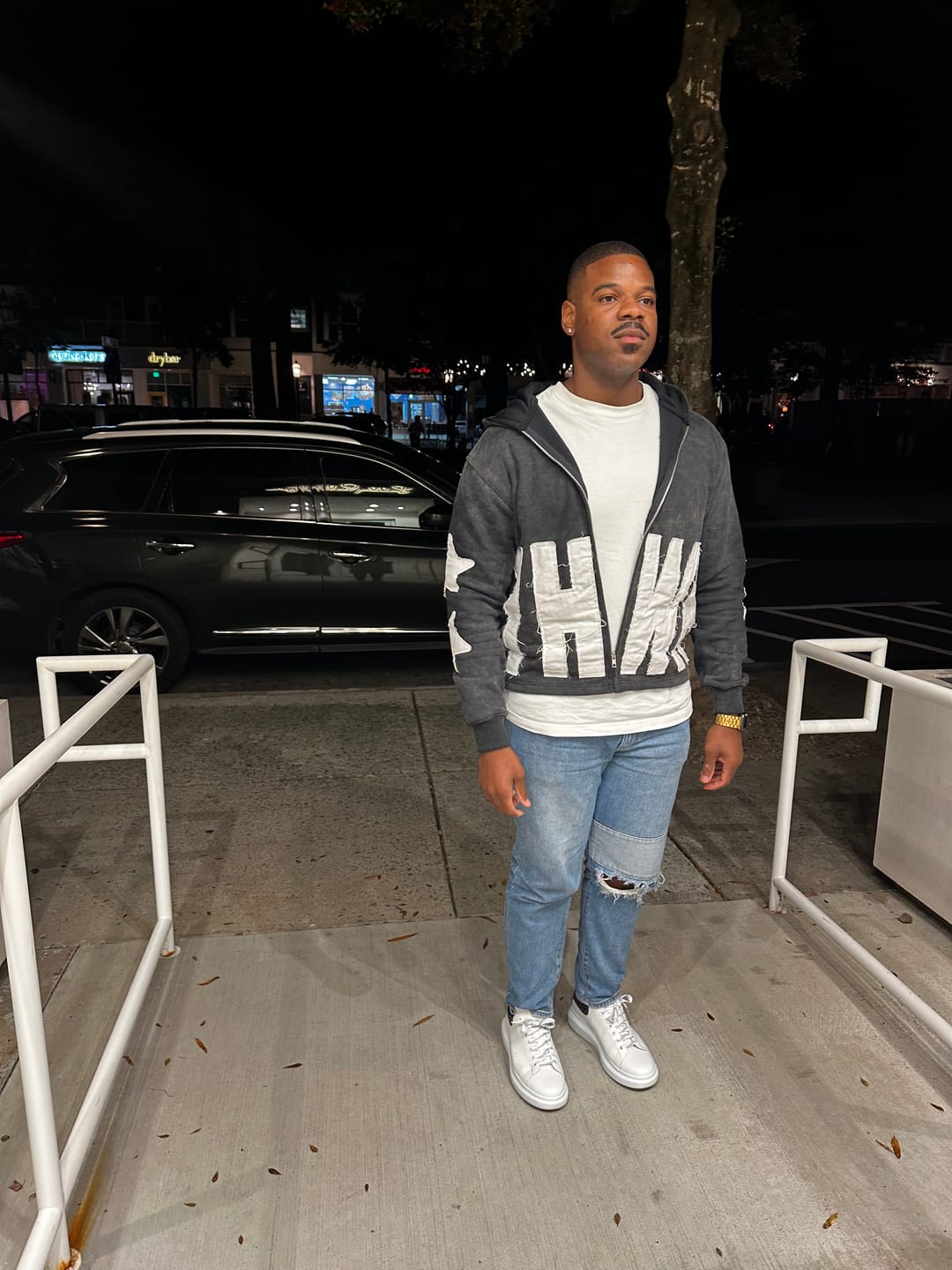 Customer photo review of Distressed YHWH Star Zip Up