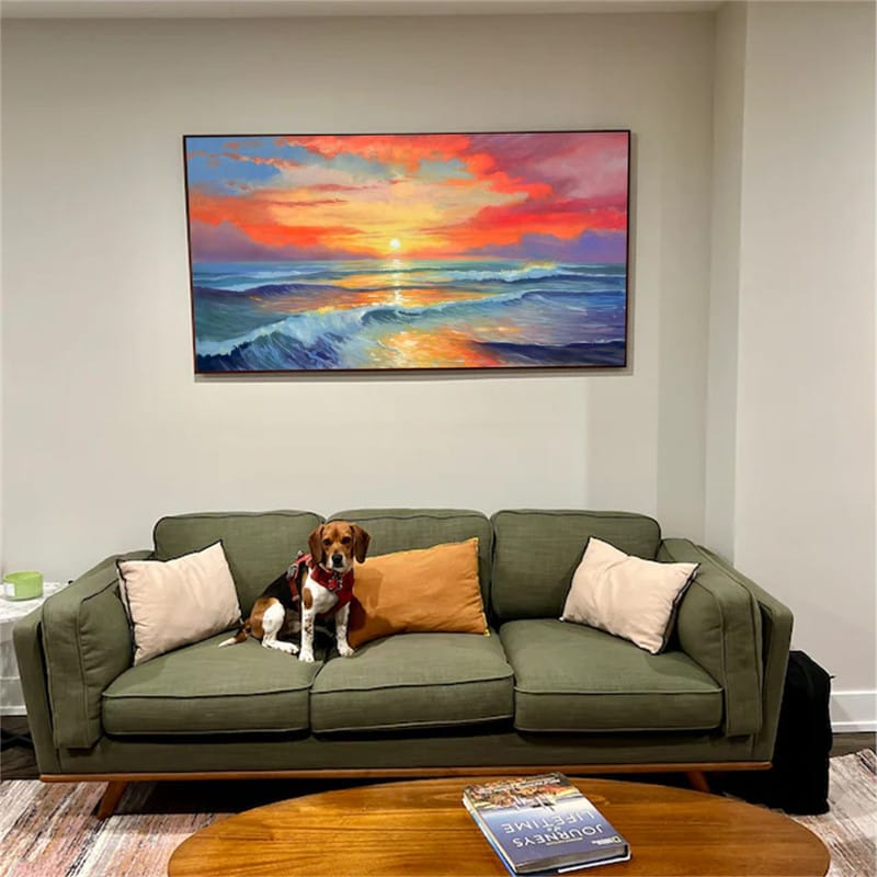 Customer photo review of Colorful Ocean And Sky Textured Painting Canvas #OS009