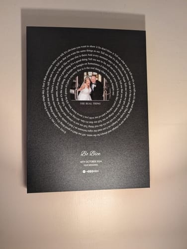 Customer photo review of Custom Music Lyrics Canvas