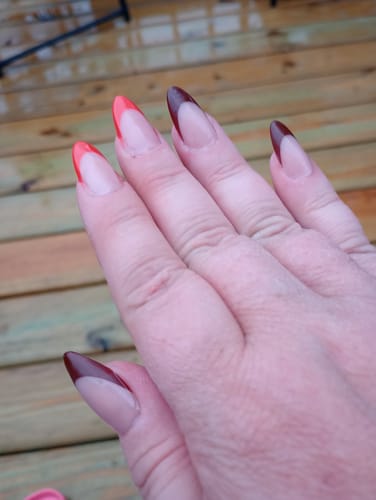 Customer photo review of XCOATTIPS® French - Medium Almond Red Pastel Tips