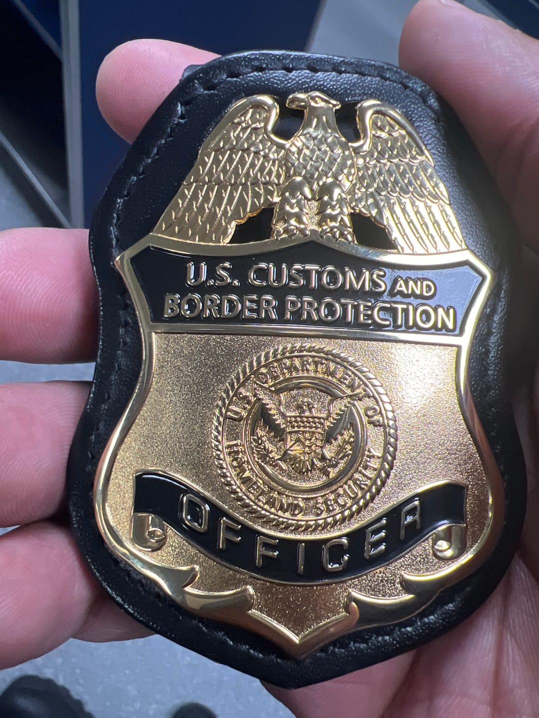 Customer photo review of US CBP Officer Customs and Border Protection Badge Solid Copper Replica Movie Props
